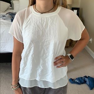 White sheet short sleeve top